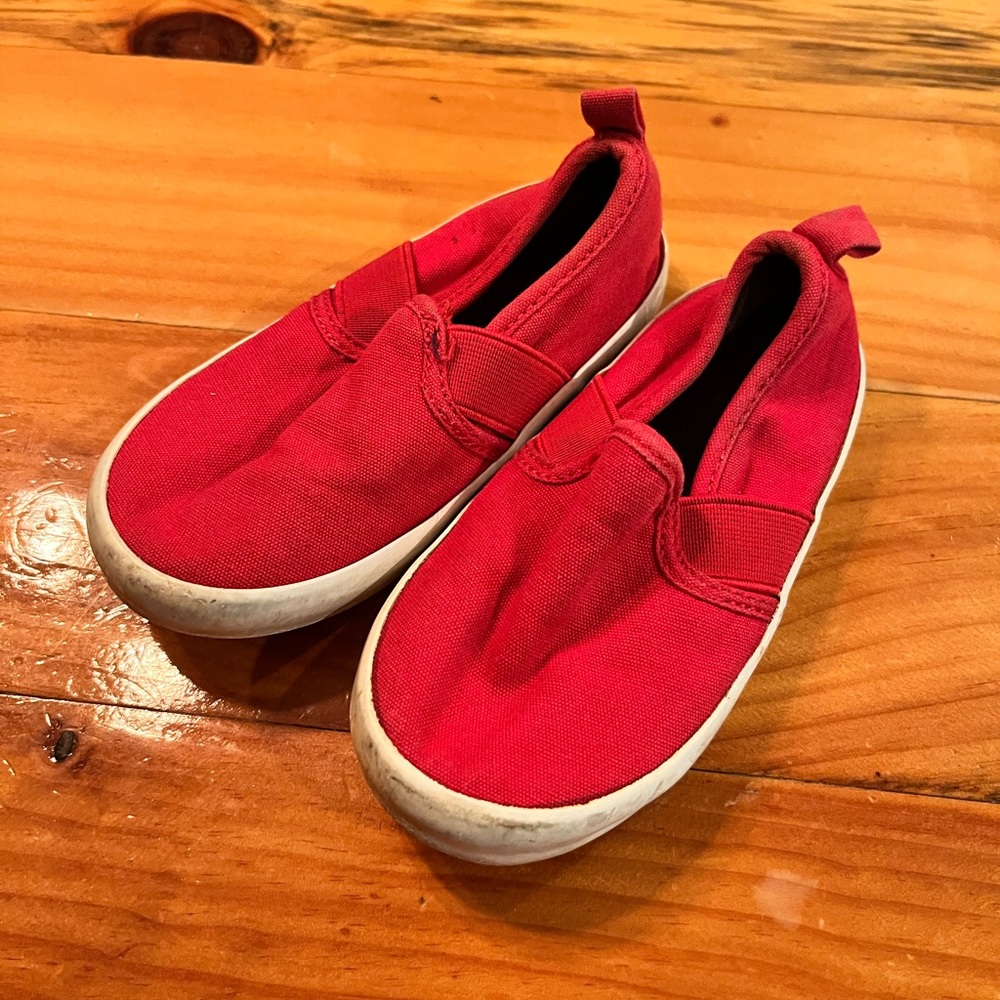 Red slide on shoes
